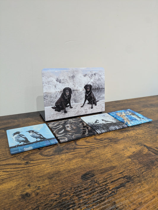 Picture Stand and 4 Piece Coaster Set